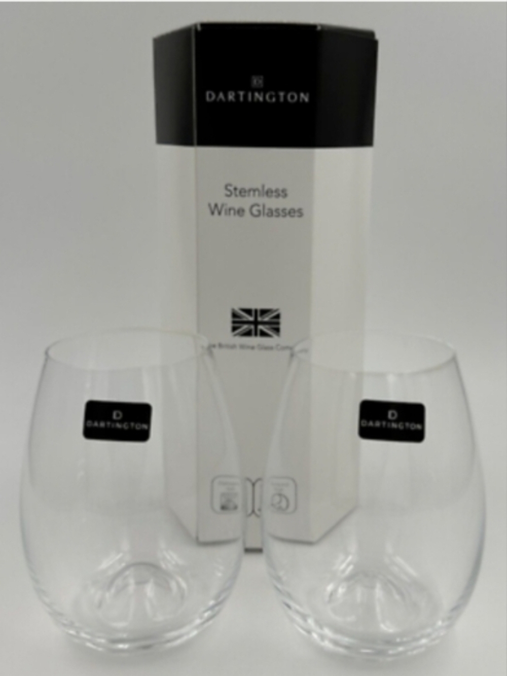 Two Dartington Stemless Wine Glasses - Clear (Set of 2)